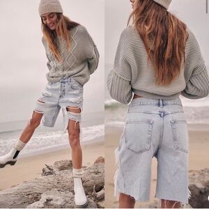 Free People Big Sur Coast Boyfriend Jean Shorts Light Wash Size 24 NWT
